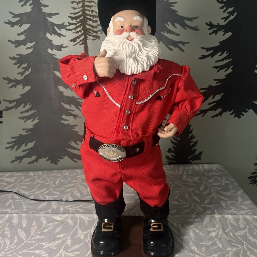 VTG Holly Jolly Rock Santa Singing Hip-Swingin' Santa Cowboy 1999 Alan Jackson‎